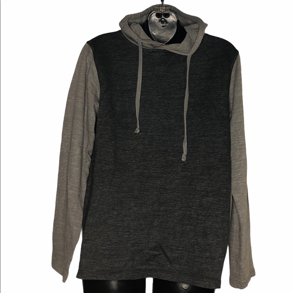 Black Jack Y2K long sleeve hooded long sleeve T-shirt sz Medium gray color block